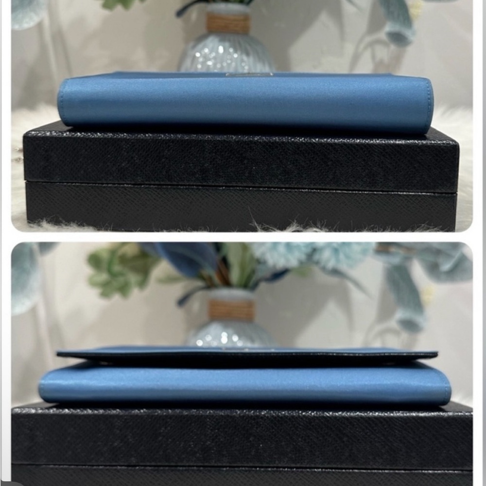 🔥Like New In inclusion Prada Tessuto Nylon Flap Wallet Blue - Picture 6 of 15